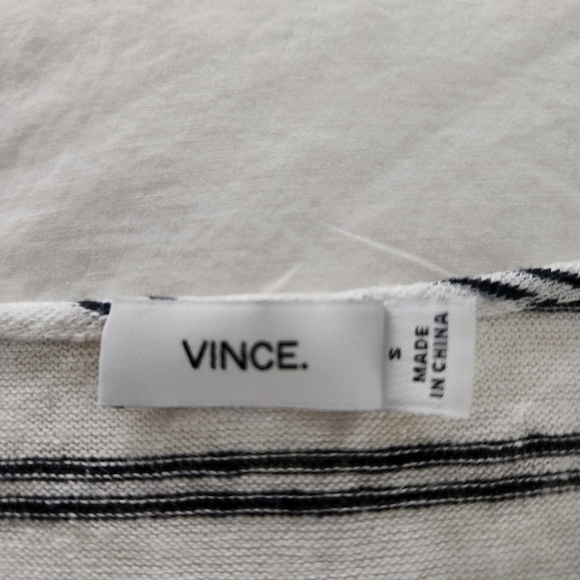 Vince Linen Top Striped Short Sleeve Size S Oversized Fit - Picture 2 of 6